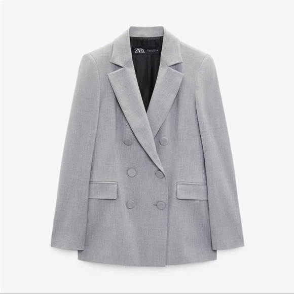 Zara 2 piece Set Button Double Breasted Blazer & Slim Hem Cigarette Pants - Picture 14 of 16